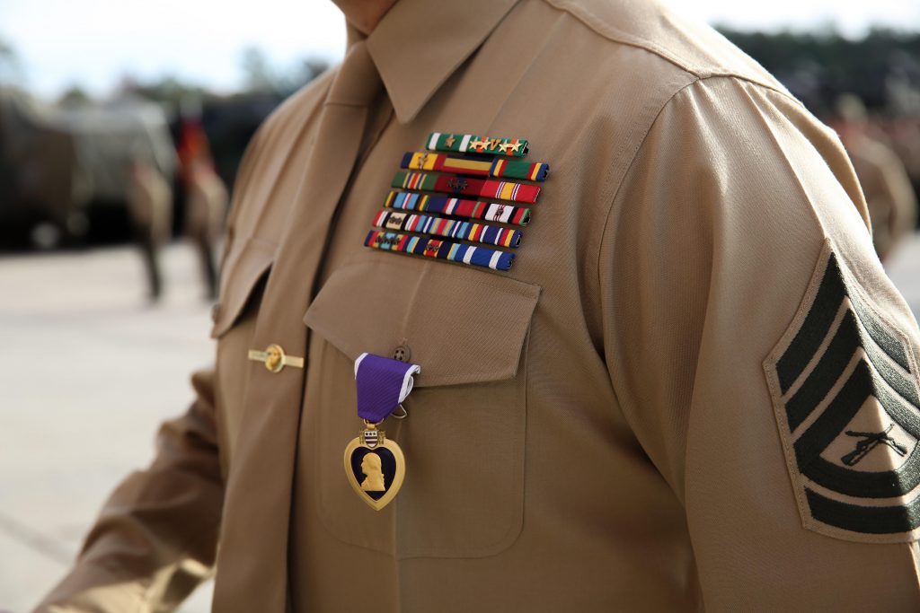 Purple Heart awarded to AAbn Marine