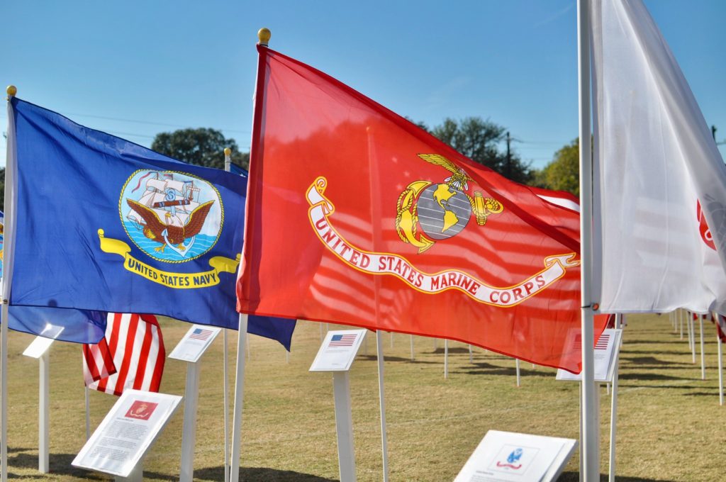 Flags of each military branch.